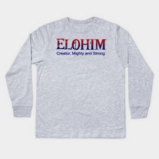 Elohim,Hebrew word for God Kids Long Sleeve T-Shirt